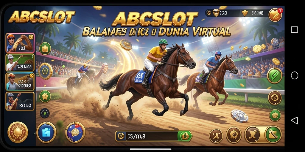 Tampilan gameplay seru ABCSLOT dengan berbagai kendaraan di lintasan balapan.