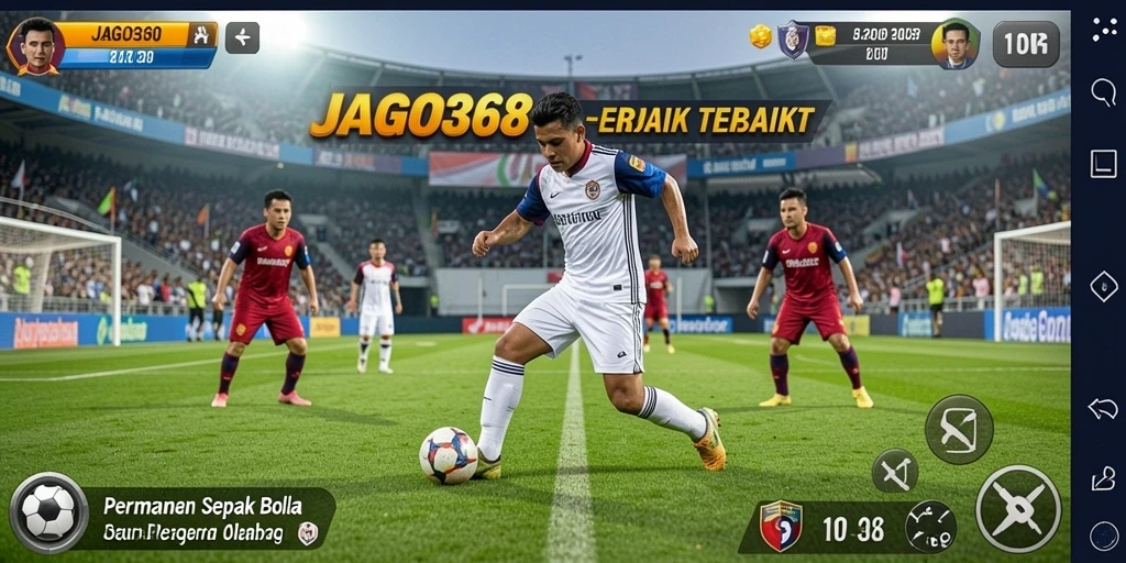 Tampilan gameplay JAGO368 menampilkan momen mendebarkan dalam pertandingan sepak bola.