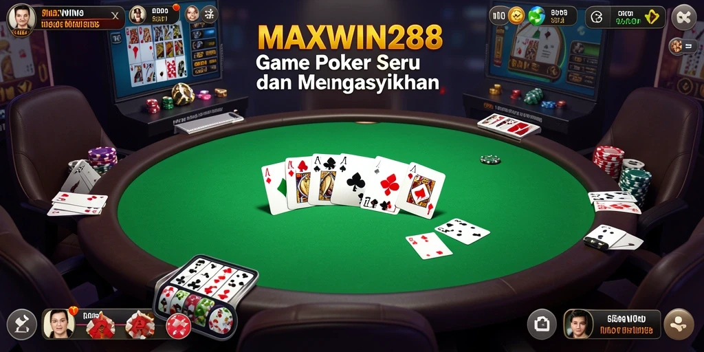 Tampilan gameplay poker seru di MAXWIN288 dengan antarmuka intuitif.