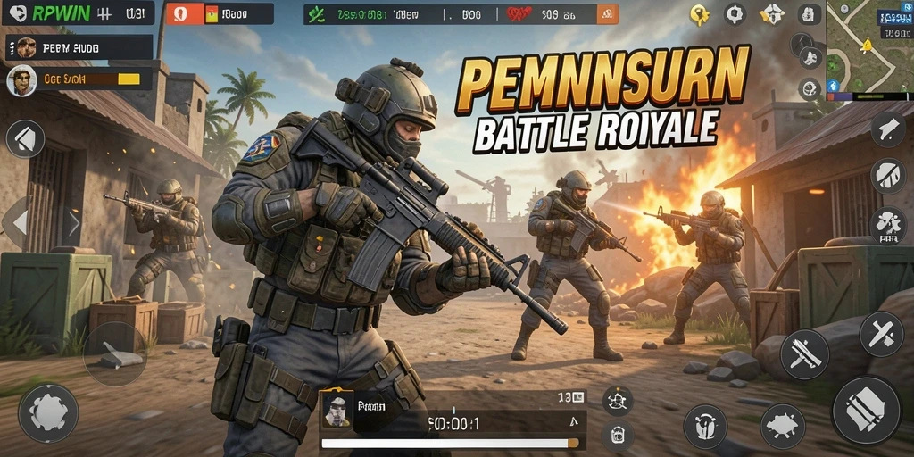 Gambaran gameplay RPWIN yang mendebarkan dalam mode Battle Royale.