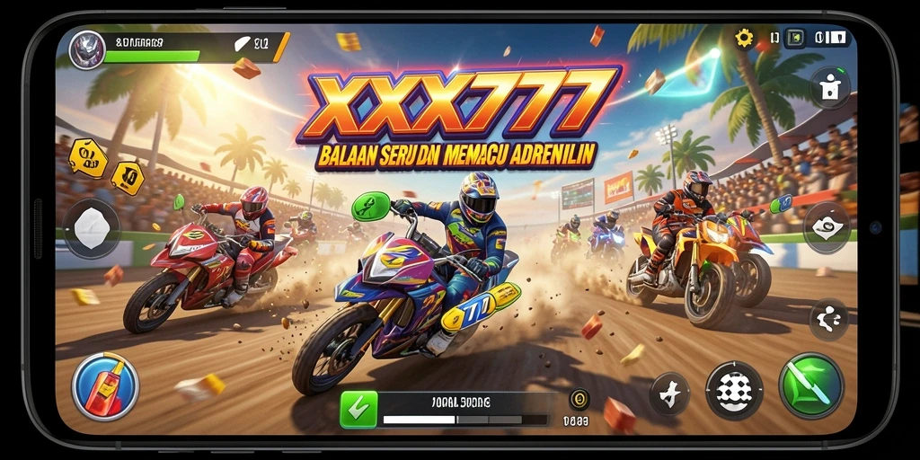 Gameplay seru dari XXX777 yang memperlihatkan aksi balapan cepat.